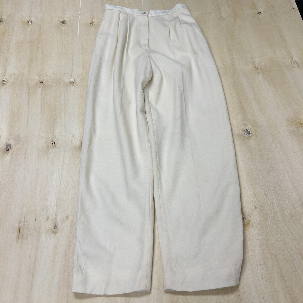 Vintage White Wool Lined Pleated Dress Pants Casual Corner Womens 10 Relaxed USA
